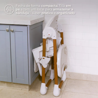 Cadeira de Alimentação Panacota Infanti Branco e Bronze - Praticidade sem abrir mão do design e do estilo